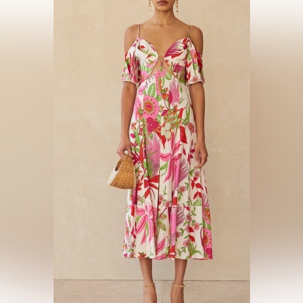 Cult Gaia Dina Linen Blend Midi Dress